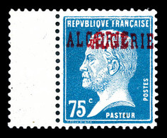 * ALGERIE, N°26a, 75c Pasteur, Double Surcharge Bdf, Quasi **. TTB (signé Brun/certificat)  Qualité: *  Cote: 400 Euros - Unused Stamps