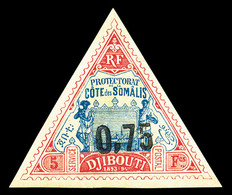 * COTE DES SOMALIS, N°26, 0,75 Sur 5f Rose Et Bleu, SUP (signé Brun/certificat)  Qualité: *  Cote: 750 Euros - Unused Stamps