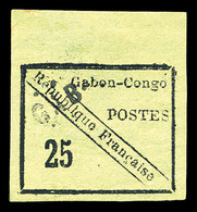 * GABON, N°15, 15c Noir Sur Vert, Bord De Feuille. SUP (signé Brun/certificat)  Qualité: *  Cote: 1400 Euros - Ungebraucht