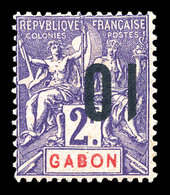 * GABON, N°77a, 10f Sur 2f Violet Sur Rose, Surcharge Renversée. SUP (certificat)  Qualité: *  Cote: 385 Euros - Ungebraucht