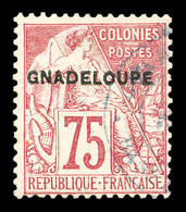 O GUADELOUPE, N°25aA, 75c Rose Erreur 'GNADELOUPE' Oblitéré Càd. TTB (signé Brun/certificat)  Qualité: O  Cote: 550 Euro - Unused Stamps