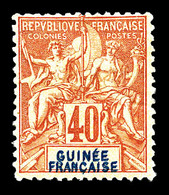 * GUINEE, N°10a, 40c Orange, Double Légende. SUP (certificat)  Qualité: *  Cote: 650 Euros - Unused Stamps