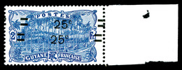 * GUYANE, N°98a, 25c S 2f Bleu, Double Surcharge Bdf. TTB  Qualité: *  Cote: 180 Euros - Unused Stamps