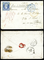 O INDOCHINE, 20c Bleu (France N°14) Obl Losange CCH + CORR. D' ARMEES SAIGON Sur Enveloppe Pour Paris. Rare Utilisation  - Used Stamps