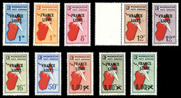 ** MADAGASCAR, PA: N°45/54, Série Timbres De 1935 Surchargée 'FRANCE LIBRE', TB  Qualité: **  Cote: 240 Euros - Nuevos