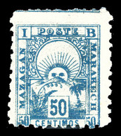 (*) MAROC POSTES LOCALES, N°50b, ERREUR: 50c Bleu. GRANDE RARETE. SUPERBE. (signé Brun/certificats)  Qualité: (*) - Poste Locali