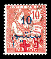 O MAROC BUREAUX FRANCAIS, N°56, +5c Sur 10c, Croix Rouge D'Oujda. SUP. R. (certificat)  Qualité: O  Cote: 1400 Euros - Used Stamps