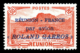 ** REUNION, PA: N°1, 50c Rouge Surchargé 'ROLAND GARROS'. TTB (certificat)  Qualité: **  Cote: 468 Euros - Unused Stamps