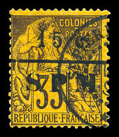 O SAINT PIERRE ET MIQUELON, N°15, 15c Sur 35c Violet Noir Sur Jaune. SUP. R. (signé Champion/certificat)  Qualité: O  Co - Used Stamps