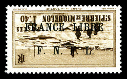 ** SAINT PIERRE ET MIQUELON, N°265A, 1f40 Brun Surcharge 'FRANCE LIBRE F.N.F.L' Renversée, Très Bon Centrage, Fraîcheur  - Used Stamps