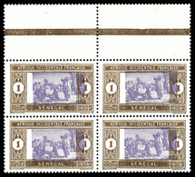 ** SENEGAL, N°53, 1c Marché Indigène, Impression Centrale Très Déplacée En Bloc De Quatre Bdf. SUP (certificat)  Qualité - Used Stamps