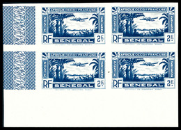 ** SENEGAL, PA:N°5a, 2f Bleu, Bloc De Quatre Non Dentelé Cdf. SUP (certificat)  Qualité: **  Cote: 676 Euros - Used Stamps