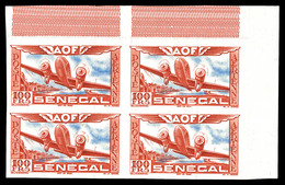 ** SENEGAL, PA:N°30b, 100f Rouge-carmin Et Outremer En Bd4 Non Dentelé Coin De Feuille. TTB  Qualité: **  Cote: 336 Euro - Usati