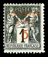 * ZANZIBAR, N°12a, 1/2a Et 5 Sur 1c Noir Sur Azuré Type II, TTB  Qualité: *  Cote: 330 Euros - Unused Stamps