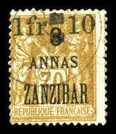O ZANZIBAR, N°61, 1 Fr Et 10 Sur 3a Sur 30c. SUP (signé Brun/certificat)  Qualité: O  Cote: 2300 Euros - Unused Stamps