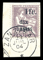 O ZANZIBAR, N°67, 1fr Et Dix Sur 3 A Sur 30c Violet Oblitéré Càd Sur Son Support. SUP. R.R. (certificat)  Qualité: O  Co - Unused Stamps