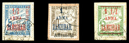 O ZANZIBAR, N°68/70, Les 3 Valeurs Oblitérées Càd Sur Leurs Support. SUP (certificat)  Qualité: O  Cote: 2160 Euros - Unused Stamps