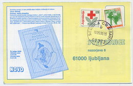 YUGOSLAVIA 1990 Red Cross Week 0.20 D. Tax Used On Commercial Postcard.  Michel ZZM 178A - Liefdadigheid