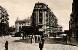 Afrique Du Nord Algérie Alger Rue Michelet Et La Poste Tramway Carte Animée Belle Carte Glacée - Alger