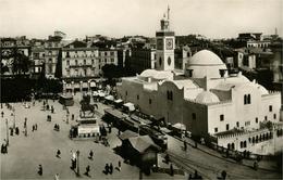 Afrique Du Nord Algérie Alger Place Du Gouvernement Et La Mosquée  Belle Carte Glacée Animée Tramway Monument - Alger