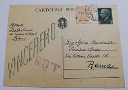 2767) Intero Postale IMPERIALE 15c Vinceremo AMGOT Sicilia 12-7-44 X Roma Rarita - Ocu. Anglo-Americana: Sicilia