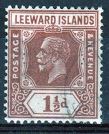 Leeward Islands 1921 Edward VII 1½d Red Brown Single Definitive Stamp. - Leeward  Islands