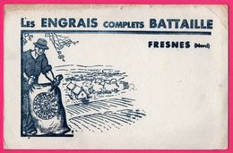 BUVARD Illustré - Les Engrais Complets BATTAILLE - Fresnes (59) - Sac - Fermier - Paysage - Agriculteur - Landwirtschaft