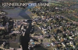 Maine Greetings From Kennebunkport Aerial View With Kennebunk River At Low Tide - Kennebunkport