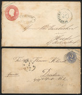 GERMANY: 2 Old Stationery Envelopes With Interesting Postal Marks: Schüttorf, Gera And Others, Very Nice! - Storia Postale