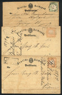 GERMANY: 3 Cards Used In 1874 With Postages Of ½Gr. (2) And 1Kr., With Attractive Postal Marks, Minor Defects (crease An - Brieven En Documenten