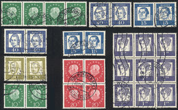 WEST GERMANY: Lot Of Used Definitive Stamps In Horizontal Pairs (or Larger Blocks), Very Fine General Quality, Michel Ca - Otros & Sin Clasificación