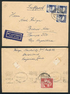 EAST GERMANY: Airmail Cover Sent From Neustreutz To Argentina On 16/DE/1950, Franked By Michel 224 X3 + 250 (back), VF Q - Lettres & Documents