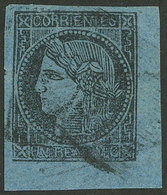 ARGENTINA: "GJ.1, Un Real MC, Type 6, Used With Mute "square Of 16 Lines" Cancel Of Corrientes, VF, Rare! With Alberto S - Corrientes (1856-1880)