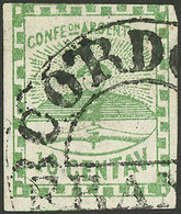 ARGENTINA: GJ.2, 10c. Green, With Semi-circle CORDOBA-FRANCA Cancel, Tiny Defect On Back, Superb Front, Rare, Signed By  - Otros & Sin Clasificación