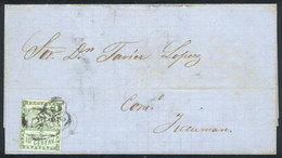 ARGENTINA: "GJ.2, 10c. Green, Very Attractive Example Of Wide Margins Franking A Folded Cover Sent To Tucumán, With Wrea - Sonstige & Ohne Zuordnung