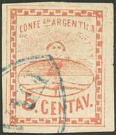 ARGENTINA: GJ.4, 5c. Large Figures, Used, Excellent Quality, Rare, Signed By Alberto Solari On Back - Andere & Zonder Classificatie