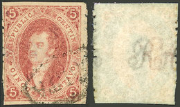 ARGENTINA: EXTREMELY RARE COMBINATION OF VARIETIES: GJ.19c+l, 1st Printing, With Varieties: IMPERFORATE HORIZONTALLY And - Otros & Sin Clasificación