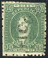 ARGENTINA: GJ.21, 10c. Clear Impression, With Double Semi-circle CÓRDOBA Cancel, Superb - Altri & Non Classificati