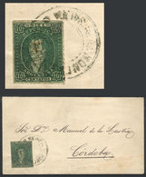 ARGENTINA: "GJ.23, 10c. Green, Worn Impression, Franking A Folded Cover Sent To Córdoba, With Double Circle "ADMON. DE C - Altri & Non Classificati