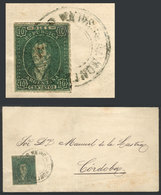 ARGENTINA: "GJ.23, 10c. Green, Worn Impression, Franking A Folded Cover Sent To Córdoba, With Double Circle "ADMON. DE C - Sonstige & Ohne Zuordnung
