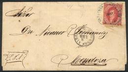 ARGENTINA: "GJ,25, 4th Printing, Rose, Worn Impression, Franking A Folded Cover To Mendoza, Cancelled With The Scarce "E - Altri & Non Classificati