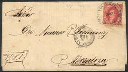 ARGENTINA: "GJ,25, 4th Printing, Rose, Worn Impression, Franking A Folded Cover To Mendoza, Cancelled With The Scarce "E - Andere & Zonder Classificatie