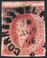 ARGENTINA: GJ.32, 7th Printing Imperforate, PARANÁ Cancel With ERROR In The Year: 1866 Instead Of 1867!!, With Minor Bar - Andere & Zonder Classificatie