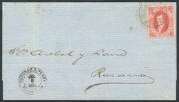 ARGENTINA: "Folded Cover Sent To Rosario On 8/JUL/1872, Franked By GJ.34 (8th Printing) In A Nice Light Carminish Rose C - Otros & Sin Clasificación