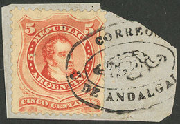 ARGENTINA: GJ.38, On Fragment With Spectacular Rococo Cancel Of ANDALGALA, Excellent And Rare, Low Start! - Usados