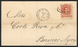 ARGENTINA: "GJ.38, Tied On Folded Cover By Double Ellipse "Admon De C. De Rosario" Cancel Along Datestamp Of  5/NOV/1872 - Usati