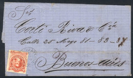 ARGENTINA: GJ.38, On Folded Cover With GUALEGUAYCHU Cancel With Maltese Cross Of 19/DE/1869, VF Quality! - Usati