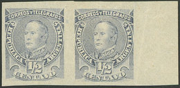 ARGENTINA: GJ.97AP, 1889 ½c. Urquiza, IMPERFORATE PAIR, Excellent! - Used Stamps