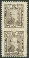 ARGENTINA: GJ.110PH, 1889 10c. Avellaneda, Vertical PAIR IMPERFORATE BETWEEN, Superb! - Gebraucht