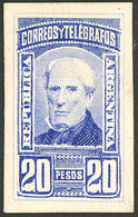 ARGENTINA: GJ.118, 1889 20P. Brown, PROOF In Ultramarine, Printed On Card, VF Quality! - Oblitérés